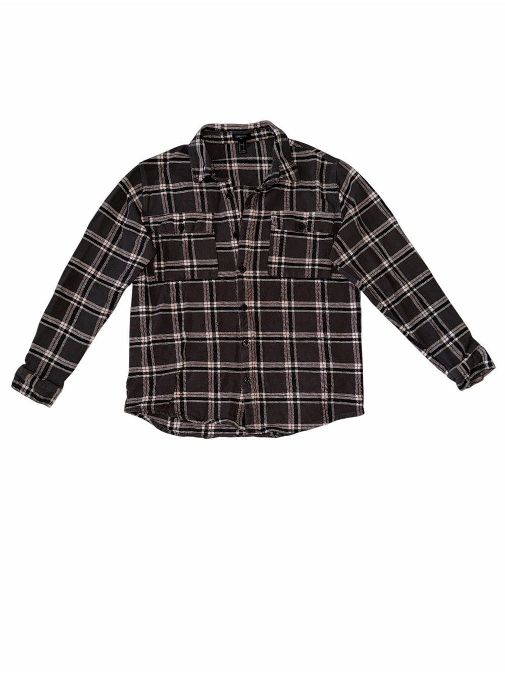 Men's Black Plaid Button-Up Shirt Forvever21